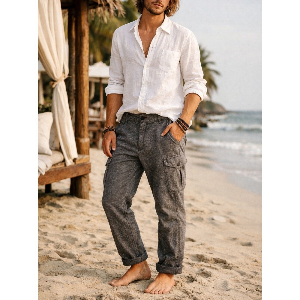 Jeremiah Sz 36 Gray Cotton Blend Raw Hem Cargo Pants Nomadic Boho Granola‎